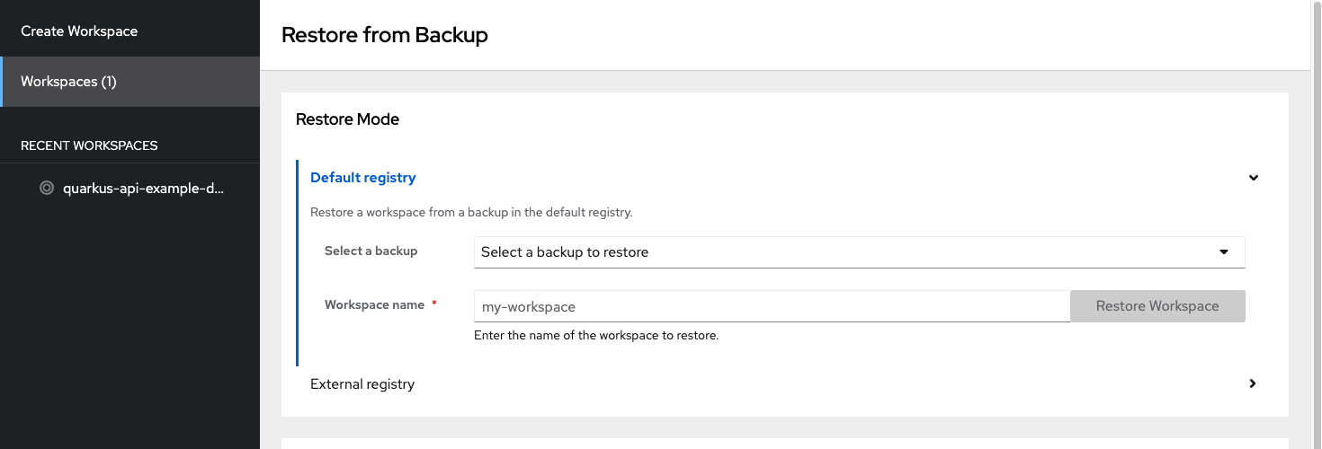 Selecting the backup source during restoration